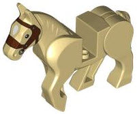 Inhalt: LEGO Tiere 10352c01pb07 Pferd, beige mit rotbraunem Zaumzeug