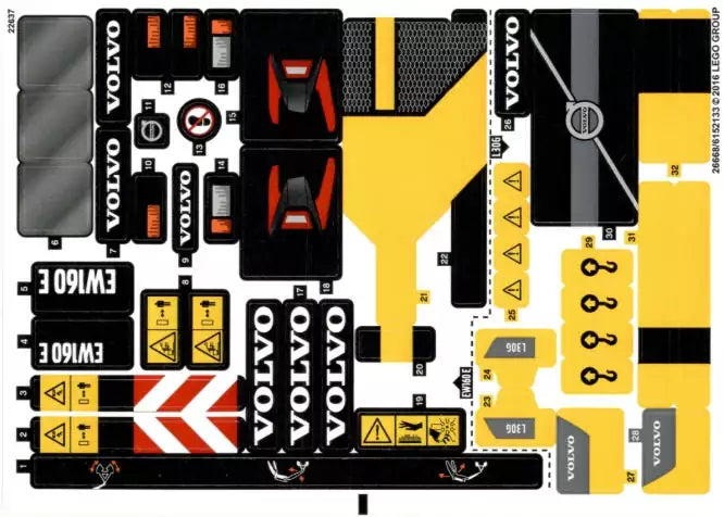LEGO Technic STICKERBOGEN 42053stk01 Volvo EW160E