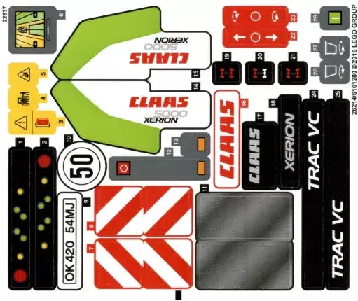 LEGO Technic STICKERBOGEN 42052stk01 42054 CLAAS XERION 5000 TRAC VC