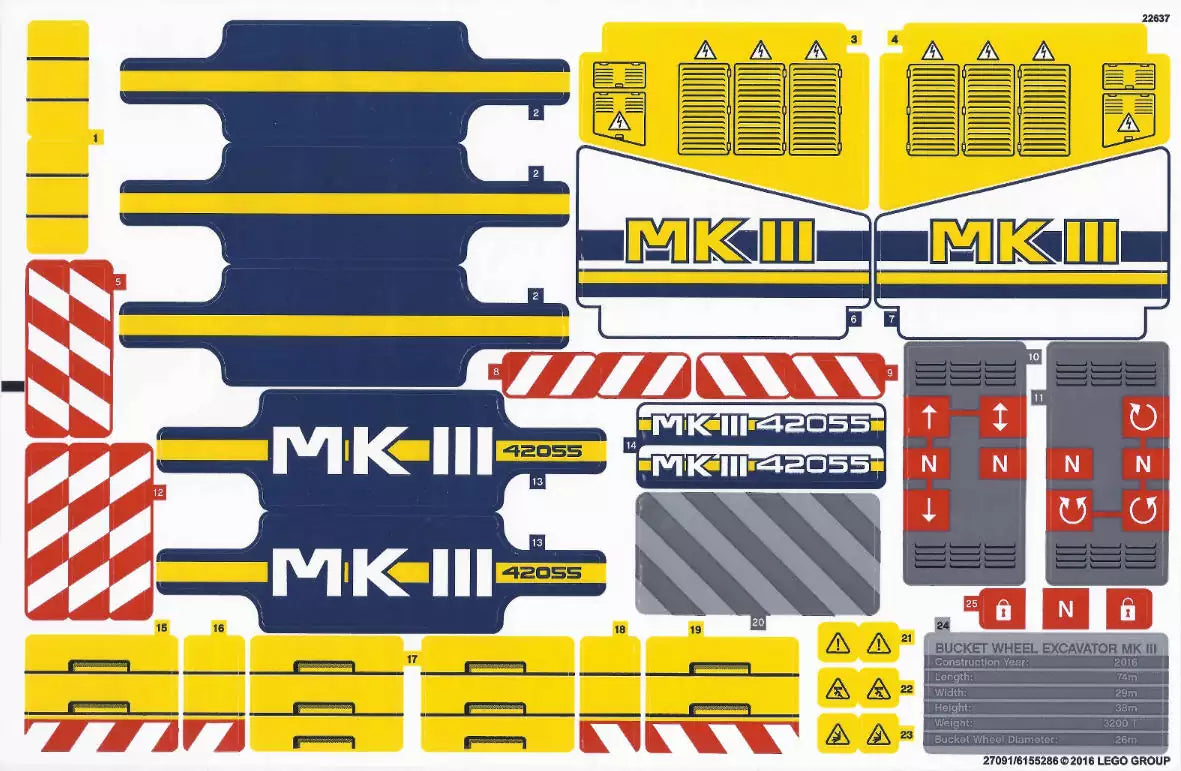 LEGO Technic STICKERBOGEN 42055stk01 Schaufelradbagger