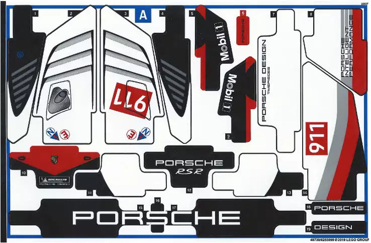 LEGO Technic STICKERBOGEN 42096stk01 Porsche 911 RSR