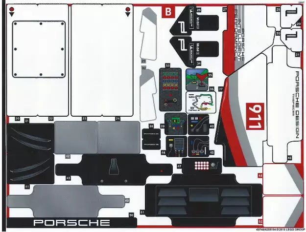 LEGO Technic STICKERBOGEN 42096stk01 Porsche 911 RSR