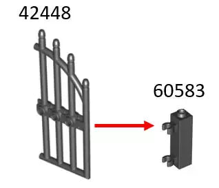 LEGO Türen und Fenster 42448 Gittertorflügel gewölbt 1x4x9, perlgold