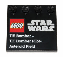 LEGO Fliesen 6179pb057 Fliese 4x4 mit 4 Noppen am Rand (Star Wars), schwarz