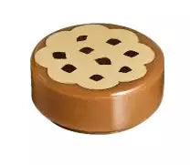 LEGO Essen&Trinken 98138pb014 Fliese rund 1x1 mit Keks (Cookie), mitteldunkel fleischfarben