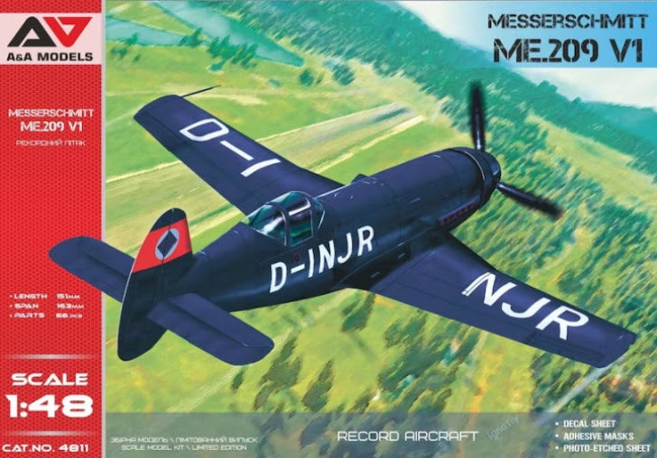 Verpackung: A&A Models 4811 Me 209 V1 Record speed prototype, 1:48