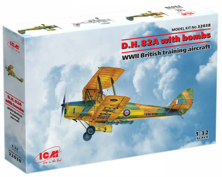 Verpackung: ICM 32038 DH. 82A Tiger Moth with bombs, WWII British training aircraft, 1:32