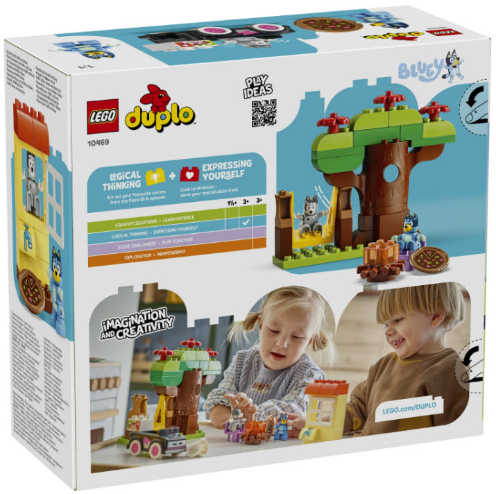 Box Rückseite: LEGO DUPLO 10469 Pizza-Schwestern mit Muffin und Bluey