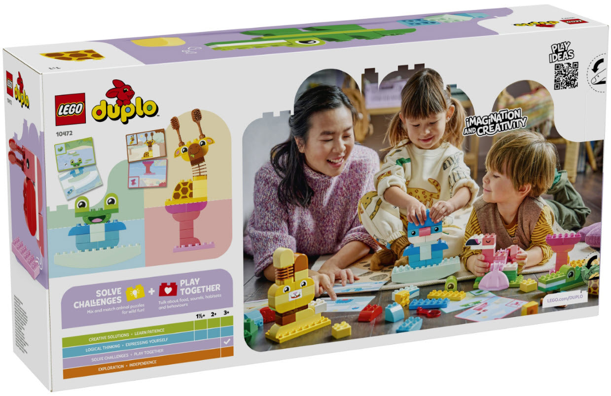 Box Rückseite: LEGO DUPLO 10472 Wir Bauen Tiere