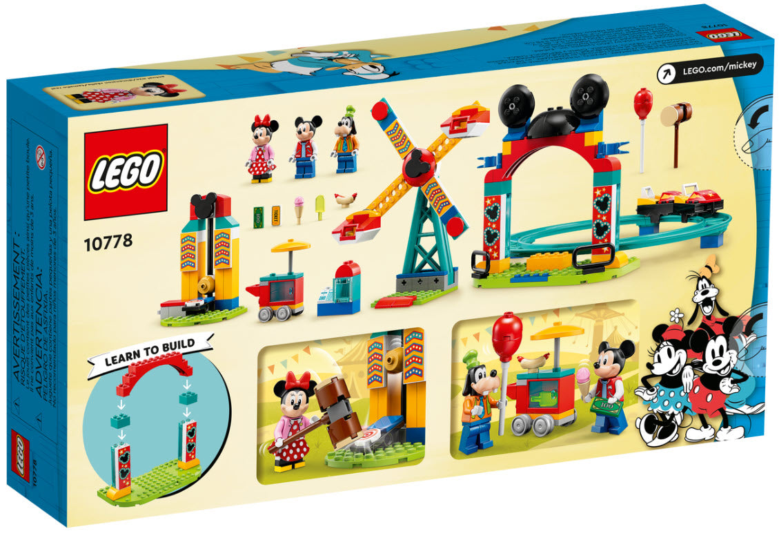 Box Rückseite: LEGO Disney 10778 Micky, Minnie und Goofy auf dem Jahrmarkt