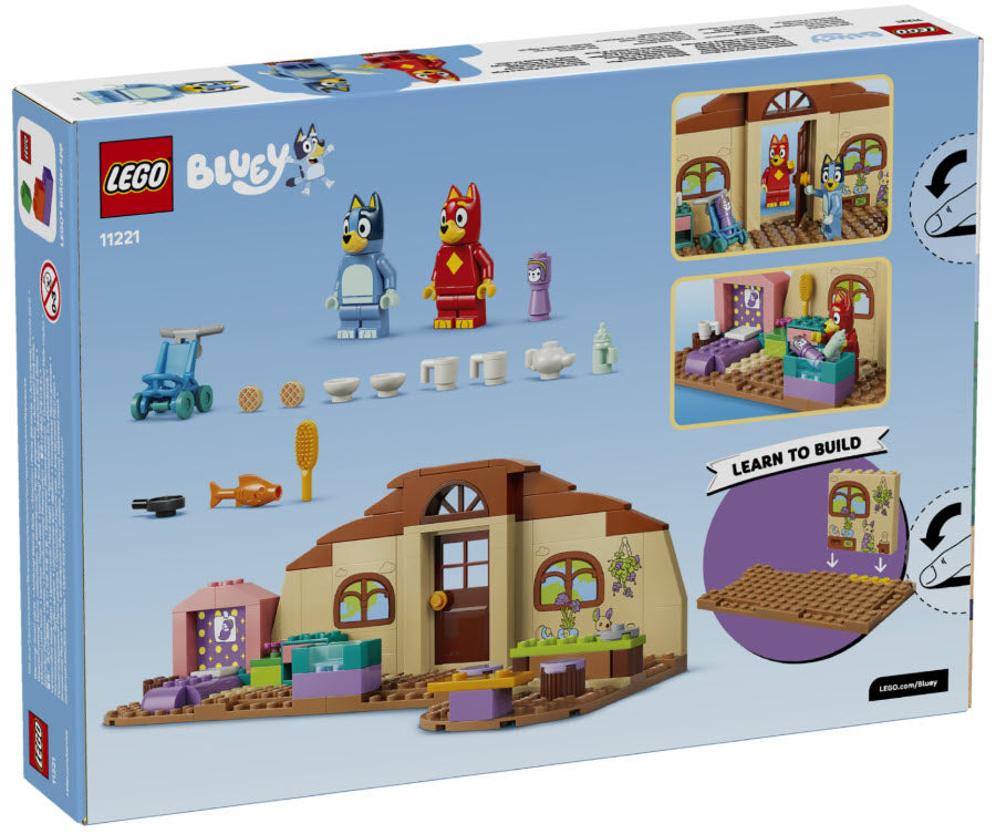 Box Rückseite: LEGO Bluey 11221 Schule mit Rusty und Bluey