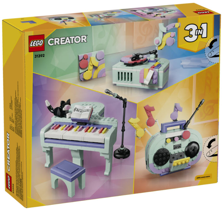Box Rückseite: LEGO Creator 31392 Deko-Klavier mit Katze
