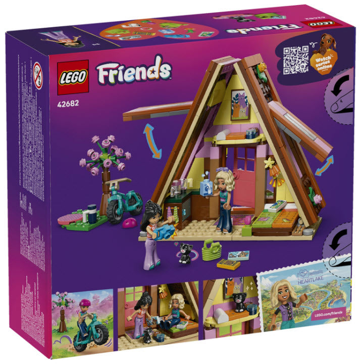 Box Rückseite: LEGO Friends 42682 Glampinghütte in freier Natur