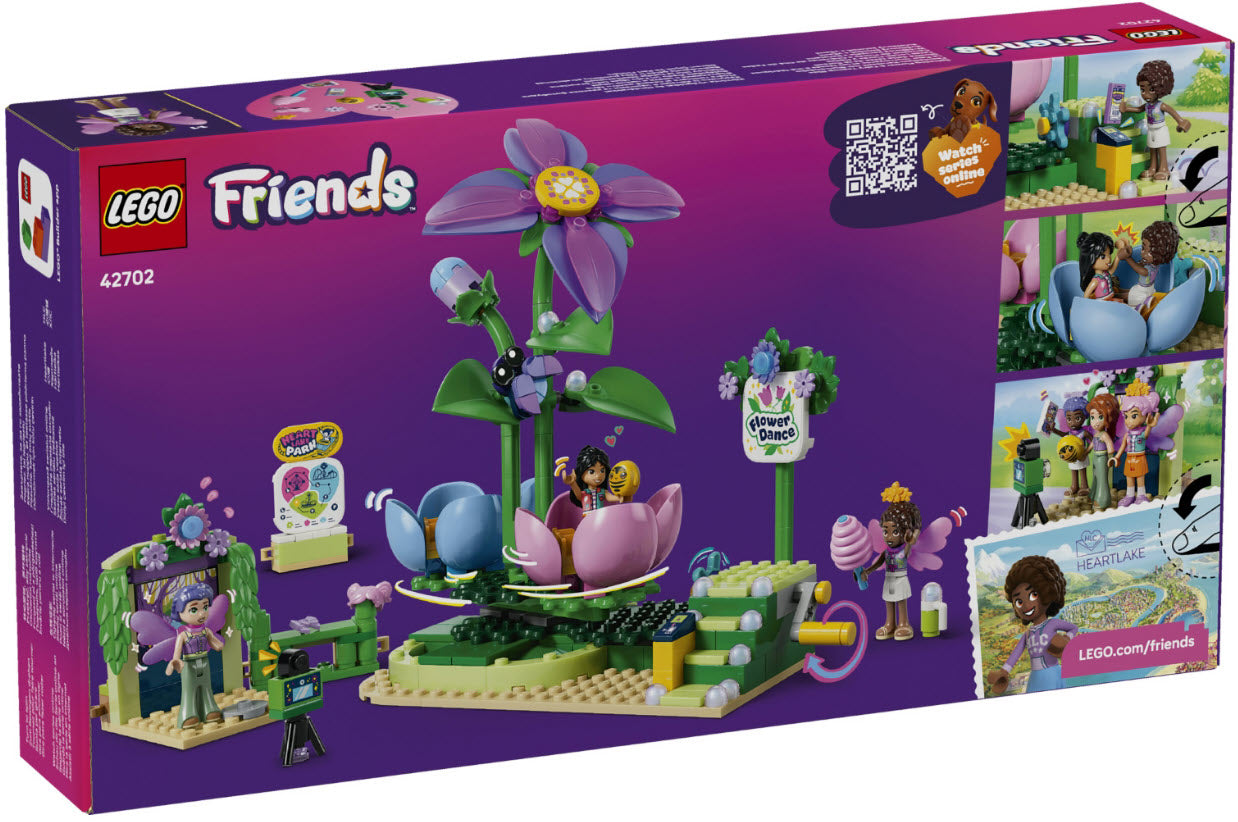 Box Rückseite: LEGO Friends 42702 Feentassen-Karussell mit Blumendeko