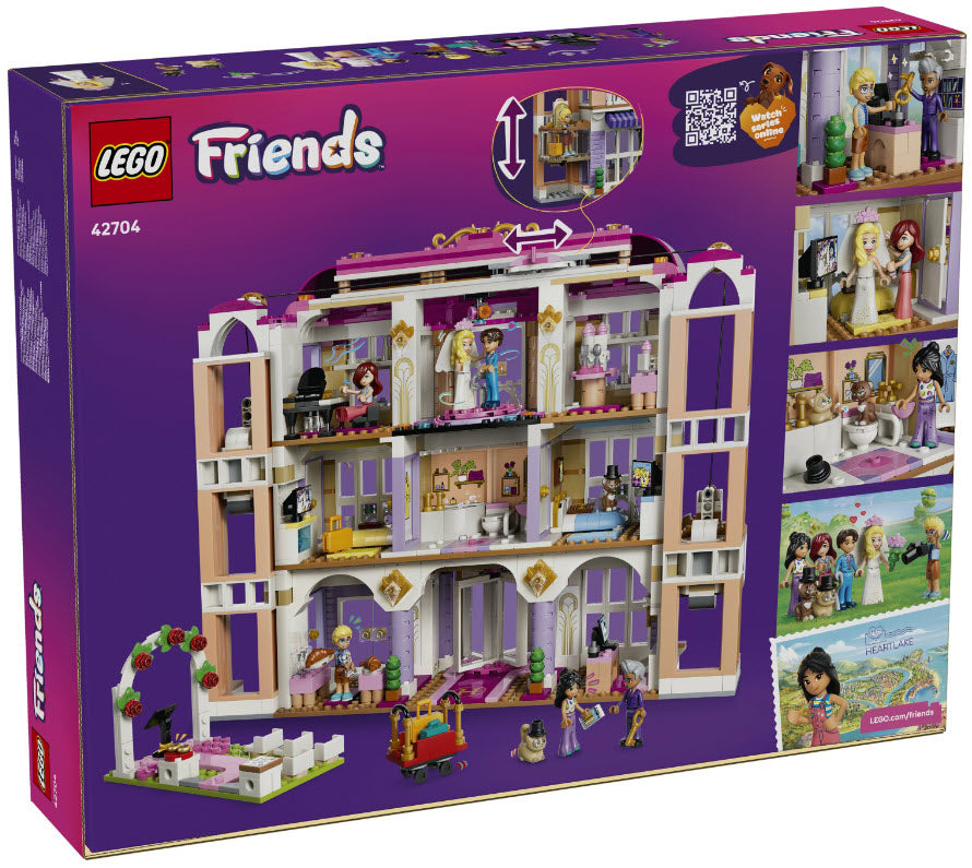 Box Rückseite: LEGO Friends 42704 Das Grandhotel von Heartlake City