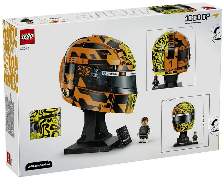 Box Rückseite: LEGO Editions 43023 McLaren Mastercard F1 Team Lando Norris’ Helm