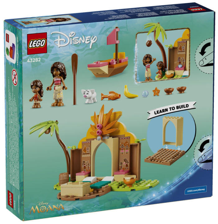 Box Rückseite: LEGO Disney 43282 Vaianas Hütte und Boot