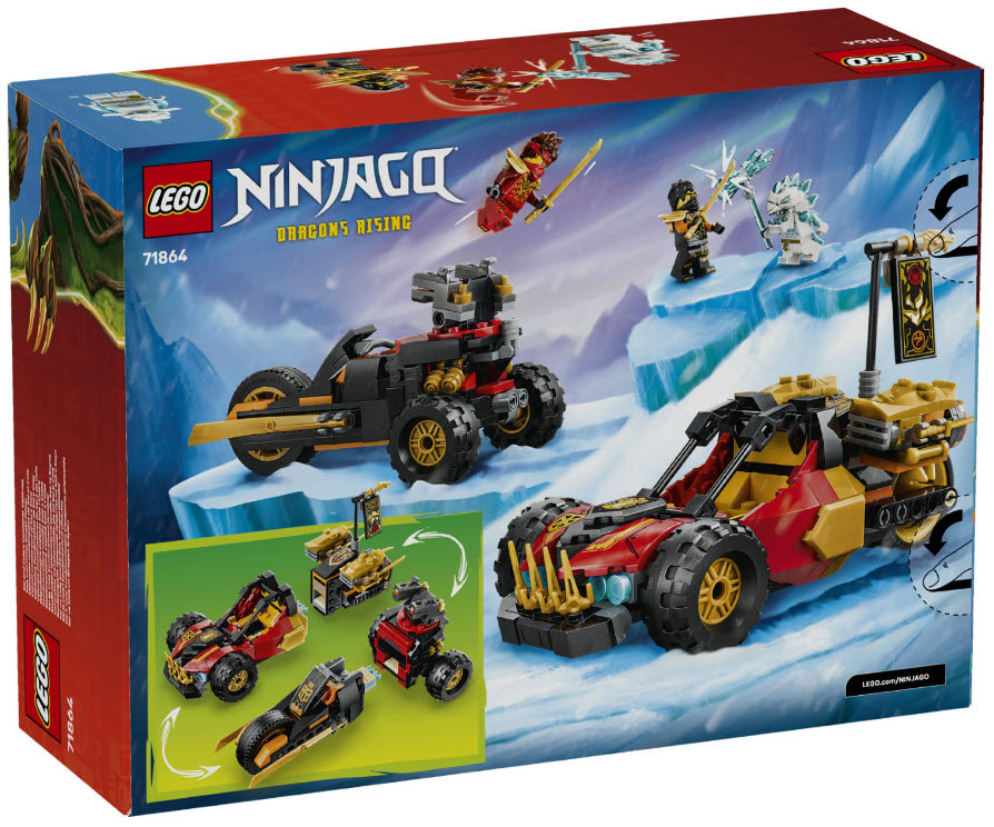 Box Rückseite: LEGO Ninjago 71864 Kais und Coles Kombi-Flitzer