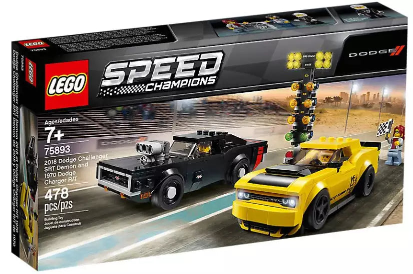 Verpackung: LEGO Speed Champions 75893 2018 Dodge Challenger SRT Demon und 1970 Dodge Charger R/T