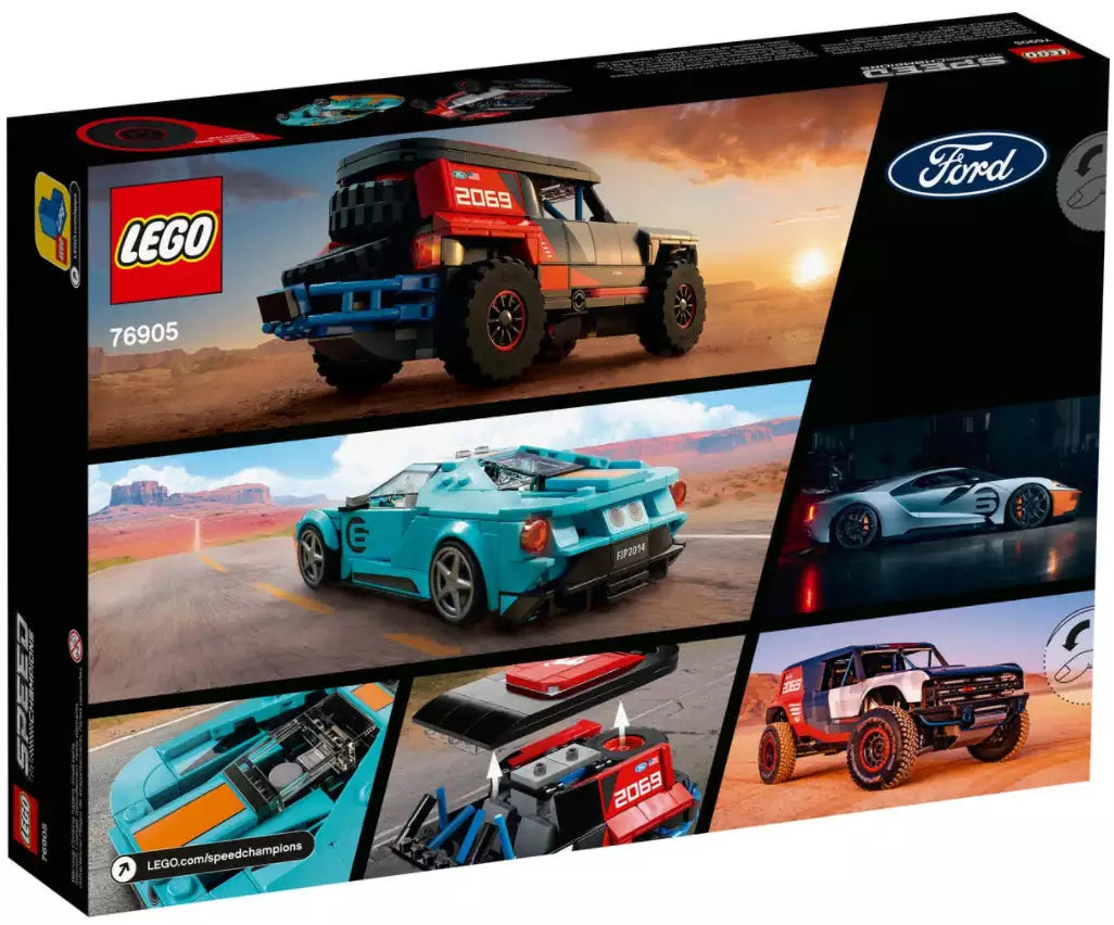 Box Rückansicht: LEGO Speed Champions 76905 Ford GT Heritage Edition und Bronco R