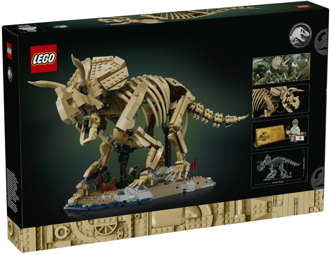Box Rückseite: LEGO Jurassic World 77985 Dinosaurier-Fossilien: Triceratops