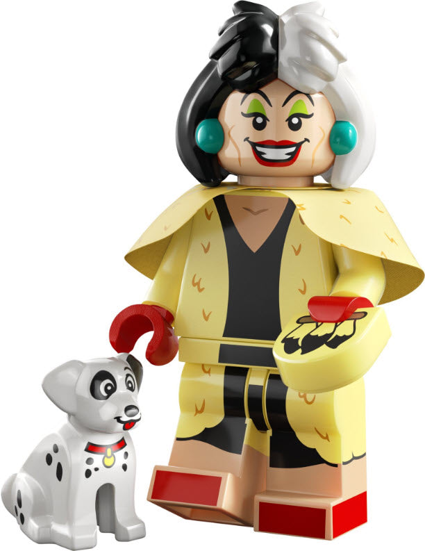 Inhalt: LEGO Disney Serie 100 Minifiguren 71038-13 Cruella de Vil mit Dalmatinerwelpe