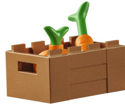 Inhalt: LEGO Micro-Sets M5600 Holzkiste mit Kürbis und Karotte