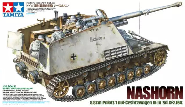 Verpackung: Tamiya 35335 Nashorn 8.8cm Pak43/1 auf Geschützwagen III/IV(Sd.Kfz.164), 1:35