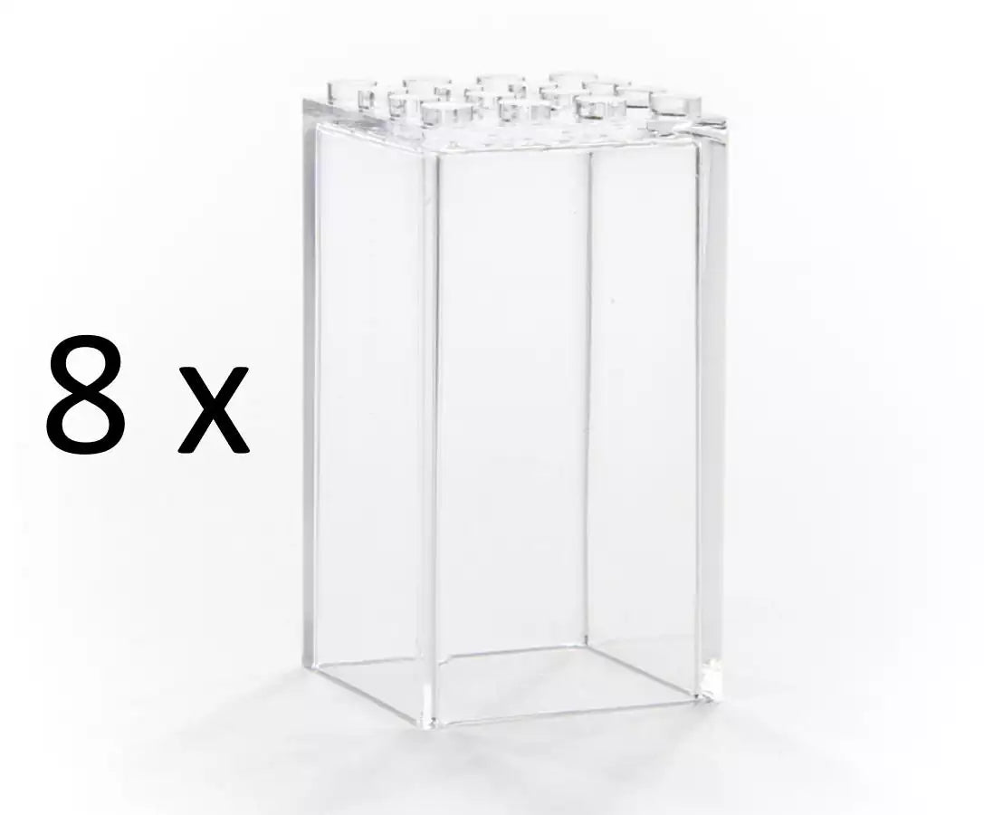 Inhalt: FaBiOX FX001-8 Vitrinen 4x4 für LEGO-Minifiguren (8 Stück), transparent-klar