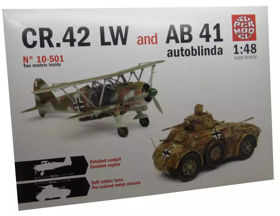 Verpackung: Supermodel (Italeri) 10-501 Fiat CR.42 LW and Autoblinda AB41, 1:48