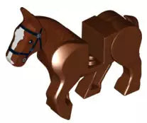 Inhalt: LEGO Tiere 10352c01pb01 Pferd, rotbraun mit schwarzem Zaumzeug