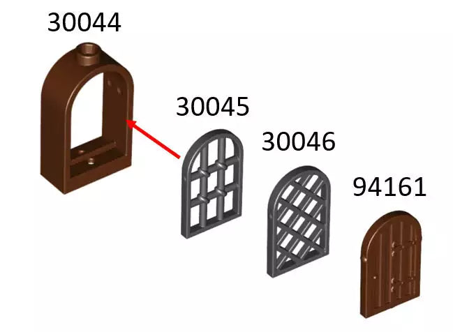 LEGO Türen und Fenster 30044 Fensterrahmen mit Rundbogen1x2x2 2/3, rotbraun
