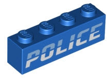 LEGO Steine  3010pb332 Stein 1x4 mit Aufschrift "POLICE", blau