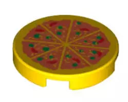 LEGO Essen&Trinken 4150p02 Fliese rund 2x2 mit Pizza, gelb