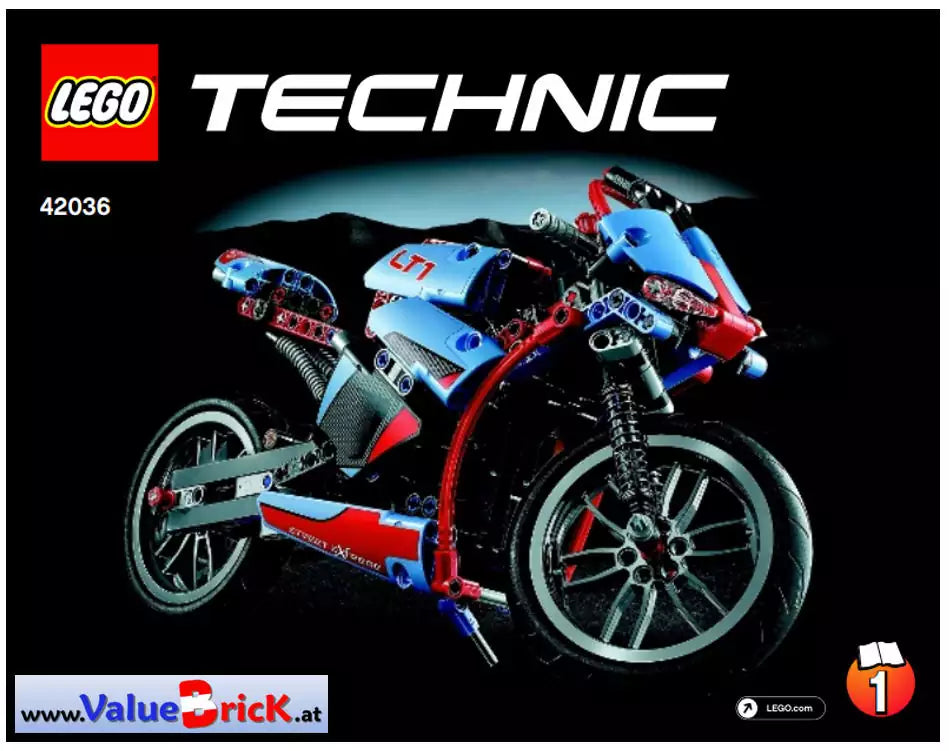 bauanleitung lego technic 42036 Straßenmotorrad
