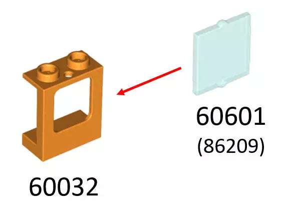 LEGO Türen und Fenster 60601 Fensterglas für Rahmen 1x2x2, transparent-hellblau