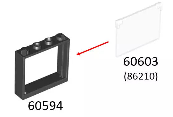 LEGO Türen und Fenster 60603pb007 Fensterglas für Rahmen 1x4x3 mit Aufruck "DENTIST", transparent-klar