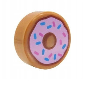 LEGO Essen&Trinken 98138pb182 Fliese rund 1x1 mit Doughnut (Donut)