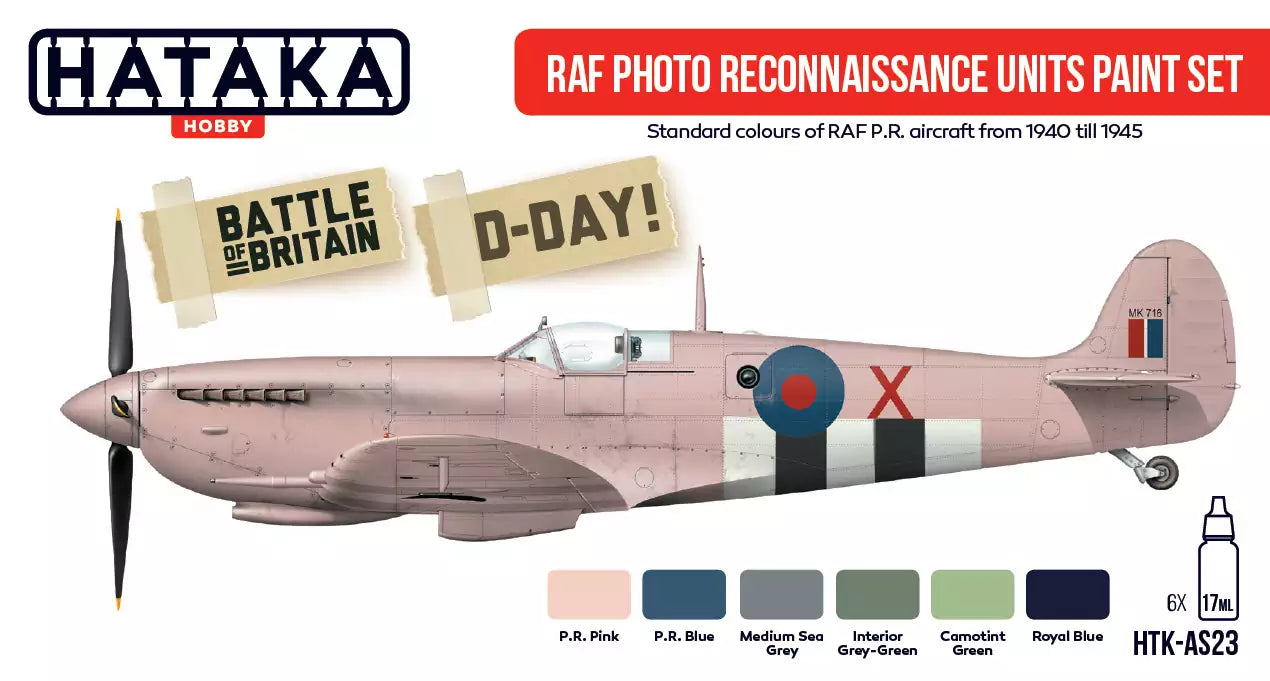 Hataka Hobby HTK-AS23 RAF Photo Reconnaissance Units paint set, (6x17ml)