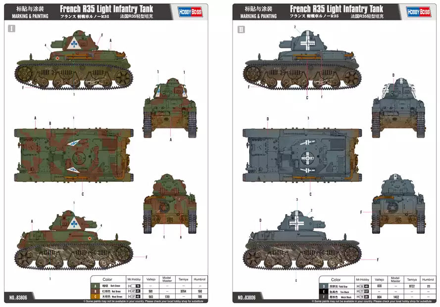 Hobby Boss 83806 French R35 Light Infantry Tank , 1:35