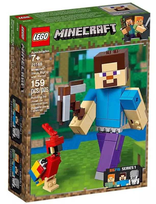 Verpackung: LEGO Minecraft 21148 Minecraft-BigFig Steve mit Papagei