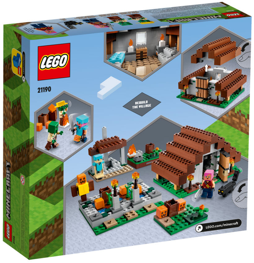 Box Rückseite: LEGO Minecraft 21190  Das verlassene Dorf