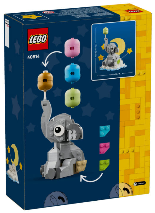 Box Rückseite: LEGO Seasonal 40814 Schwebender Baby-Elefant