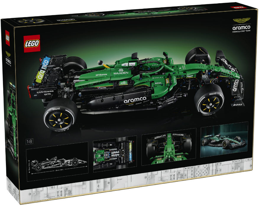 Box Rückseite: LEGO Technic 42240 Aston Martin Aramco AMR25 F1 Auto