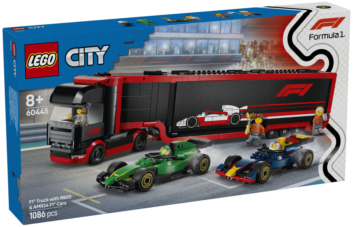 Verpackung: LEGO City 60445 F1 Transporter mit RB20 & AMR24 F1 Rennautos