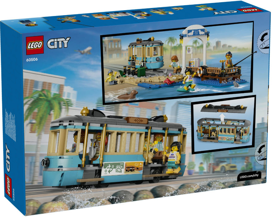 Box Rückseite: LEGO City 60506 Klassische Strandstraßenbahn