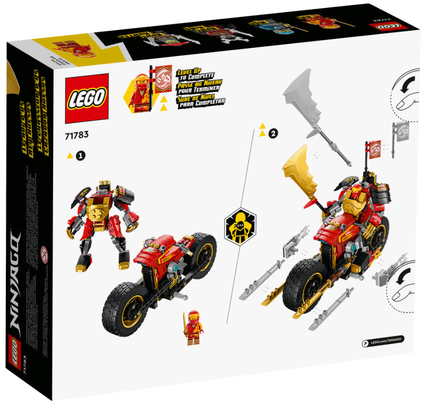 Box Rückseite: LEGO Ninjago 71783 Kais Mech-Bike EVO