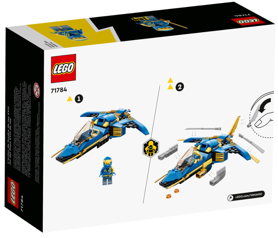 Box Rückseite: LEGO Ninjago 71784 Jays Donner-Jet EVO