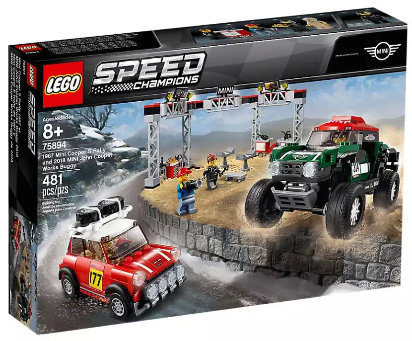 Verpackung: LEGO Speed Champions 75894 Rallyeauto 1967 Mini Cooper S und Buggy 2018 Mini John Cooper