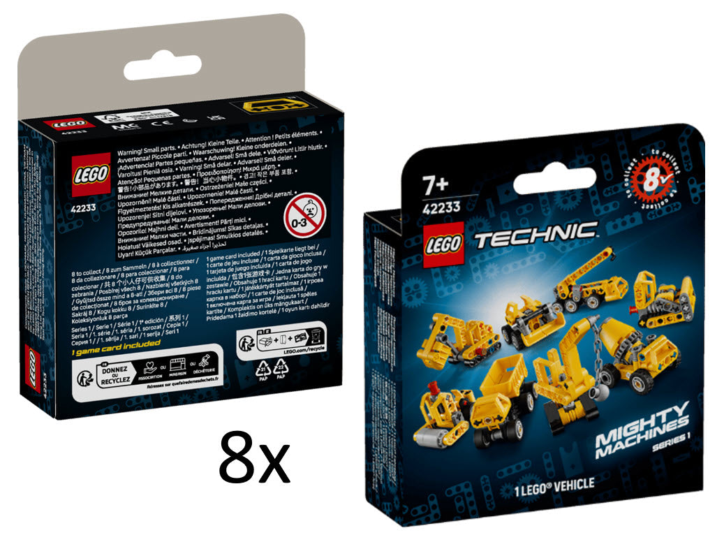 LEGO Mächtige Maschinen 42233 Alle 8 Baufahrzeuge